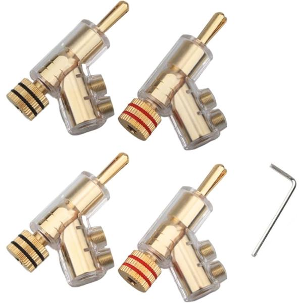 バナナプラグ コネクタ 端子 L字 オーディオ ジャック スピーカー ねじ込み式 固定 4mm 赤2...