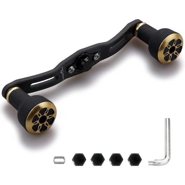 リール ハンドル 厚さ4mm 1.5K炭布 カーボン 24mm TPE製 ノブ搭載 シマノ アブ M...