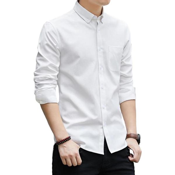 ボタンダウン シャツ メンズ 綿 スリムフィット 無地 カジュアル オックスフォード 4721(長袖...