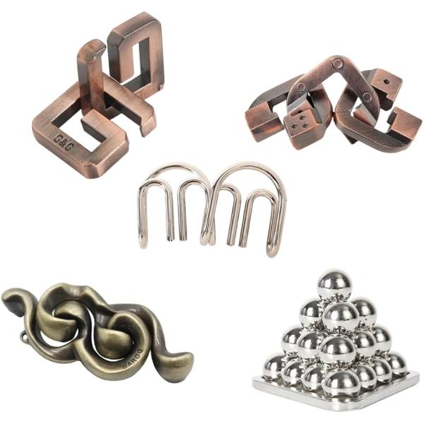 知恵の輪 知恵玩具 子供 大人 立体パズル メタル 難しい セット 暇つぶし 脳トレ(レベル4-2)