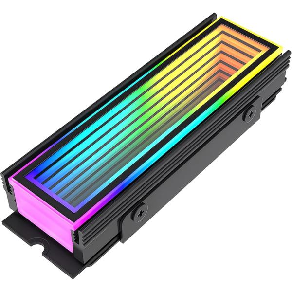 【互換品】M.2 SSD ヒートシンク LED ARGB 5v 3pin インフィニティ―ミラー(ブ...