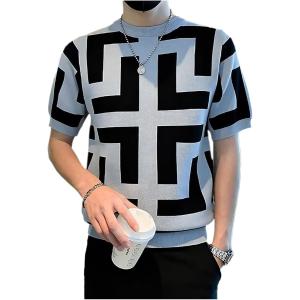 幾何学模様 総柄 Tシャツ メンズ ビッグシルエット オーバーサイス