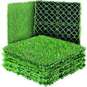 人工芝 ジョイント式 人工芝マット ベランダ 庭 30cmx30cm 6枚セット( グリーン)
