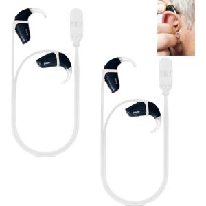補聴器 ストラップ 2本セット クリップ付き 落下防止 補聴器ストラップ 子供 大人 紛失防止 両耳用 (両耳用 白2本セット)