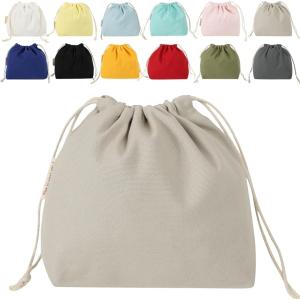 ❤️本日限定❤️新品未使用❤️ヒスクローネ❤️可愛い巾着袋❤️ 巾着袋 無地 3枚セット 帆布 キャンバス 大 25 X 32 cm( 大（25