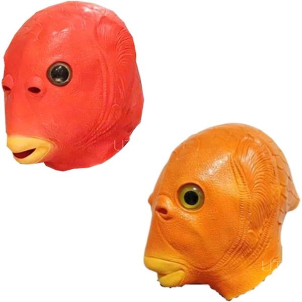 半魚人 コスプレ マスク お面 かぶりもの おもしろ パーティ 仮装 オレンジ＋レッド