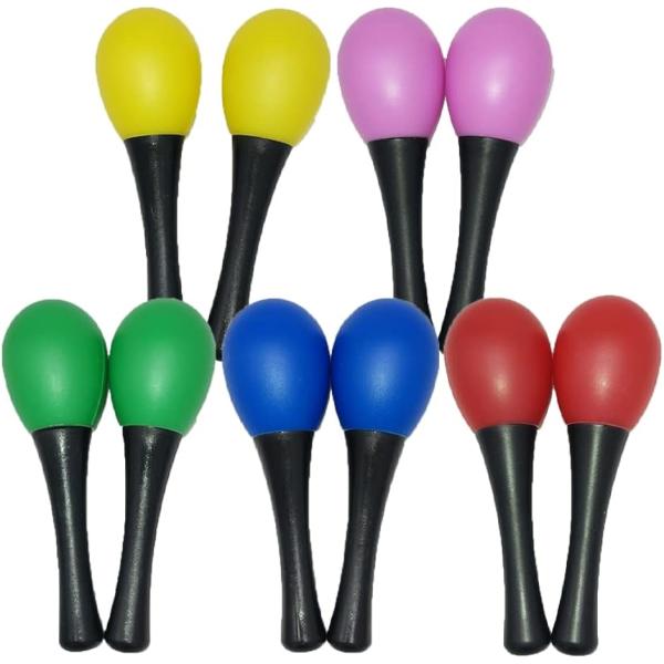 マラカス 楽器 カラオケ おもちゃ 樹脂製 対象年齢6歳以上(5色 10本セット)