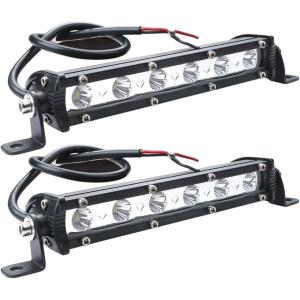 6連 LED ワークライト 18W 汎用 ライトバー 作業灯 フォグランプ デイライト 12V 24V 18cm 白( ホワイト)｜horikku