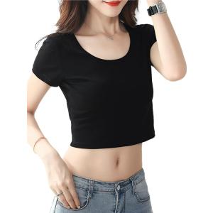 HYKE クロップド　ロンT ショート丈Tシャツ　ブラック HYKE＞クロップド Tシャツ