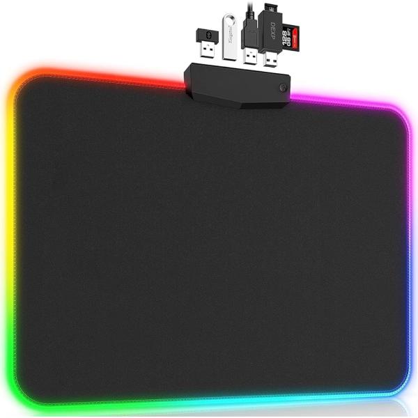 RGB マウスパッド LED 大型マウスパッド およびビッグマウスマット( Black,  4USB...