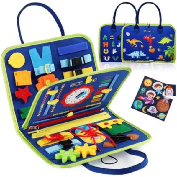 知育 教育 玩具 遊びながら 日常 生活 習慣 向上 感覚 学習 指先 訓練 ギフト(ブルー)