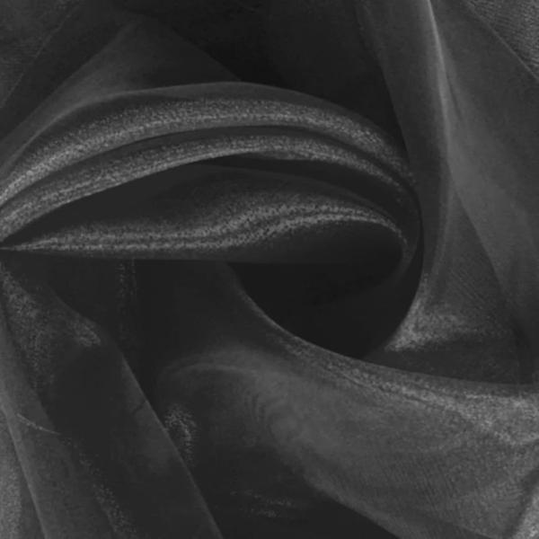 高光沢 オーガンジー 生地 5ｍx幅150cm 手芸 カラー 無地 布 黒( ブラック)