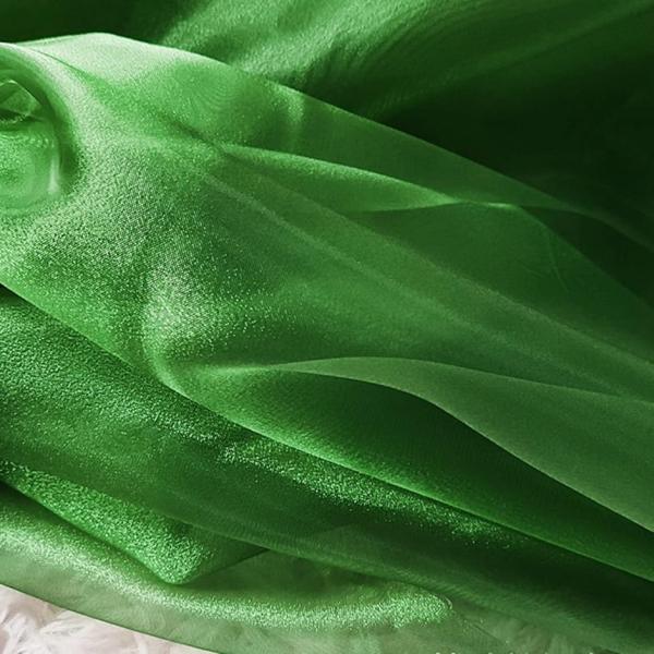高光沢 オーガンジー 生地 5ｍx幅150cm 手芸 カラー 無地 布 緑( グリーン)