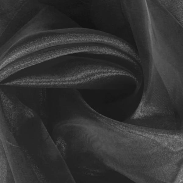 選べる19色 高光沢 オーガンジー 生地 3ｍx幅150cm 手芸 カラー 無地 布(黒)