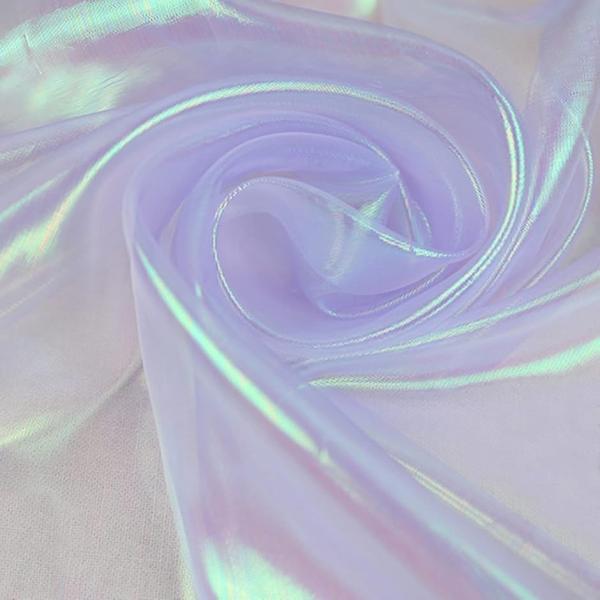 オーロラ オーガンジー 生地 3mx150cm 手芸 カラー 透明 無地 布( ライトパープル)