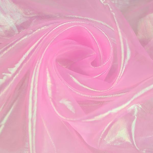 選べる11色 オーロラ オーガンジー 生地 5mx150cm 手芸 カラー 透明 無地 布(ピンク)