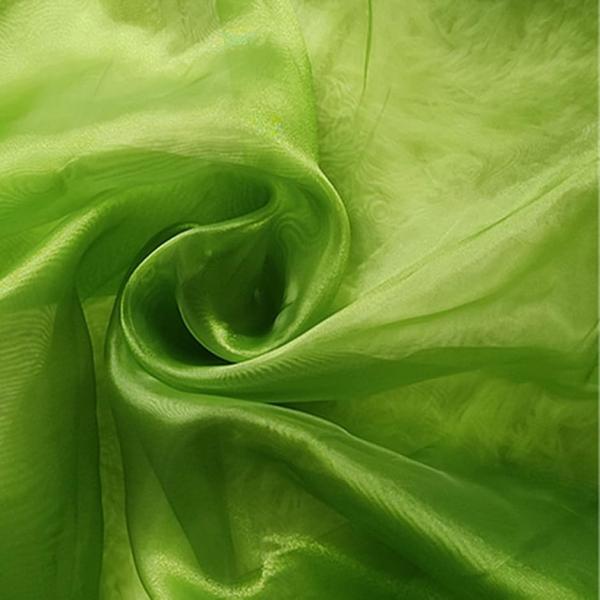 選べる19色 高光沢 オーガンジー 生地 3ｍx幅150cm 手芸 カラー 無地 布(若草)