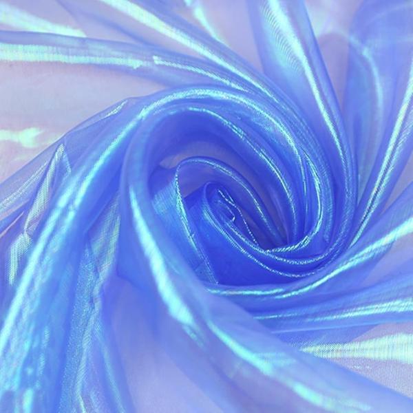 選べる11色 オーロラ オーガンジー 生地 5mx150cm 手芸 カラー 透明 無地 布(ブルー)