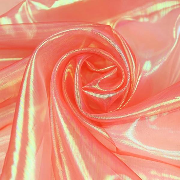 選べる11色 オーロラ オーガンジー 生地 5mx150cm 手芸 カラー 透明 無地 布(レッド)