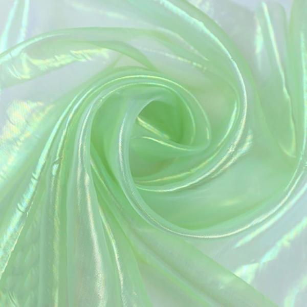 オーロラ オーガンジー 生地 3mx150cm 手芸 カラー 透明 無地 布( ライトグリーン)
