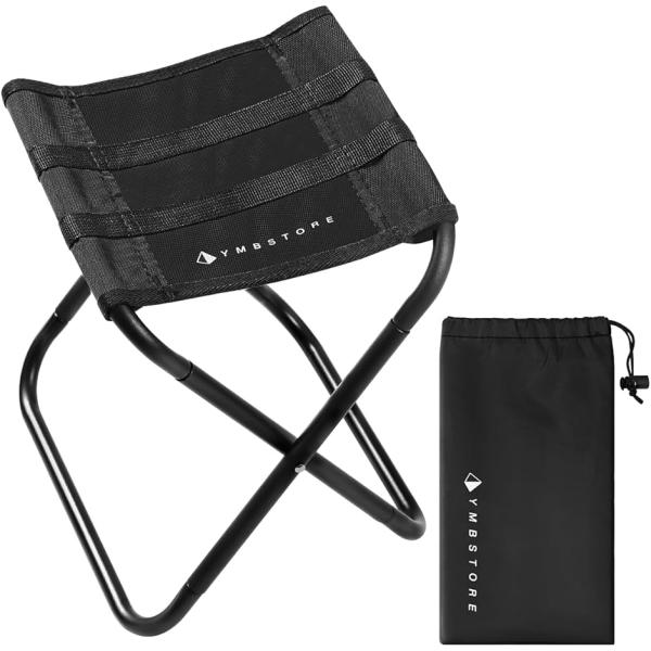 折りたたみ椅子 アウトドアチェア コンパクト 超軽量 ミニ キャンプ 釣り (ブラック)