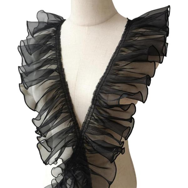 幅10cm 長さ4.5m オーガンジー フリル 生地 かわいい プリーツ リボン レース シースルー...