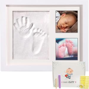 キレイに型が取れる ベビーフォトフレーム 手形 足形 スタンプ 赤ちゃん 出産祝い 命名 記念品( ホワイト)｜horikku