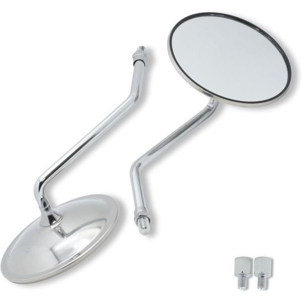 【互換品】 バイク ミラー 凸面鏡 丸型 シルバー つやけし メッキ 10mm 正ネジ クラシックミ...