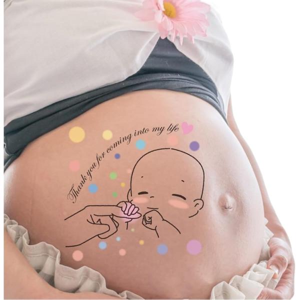 マタニティフォト ボディーシール タトゥーシール ボディペイント 妊娠記録 説明書付 練習用シール付...