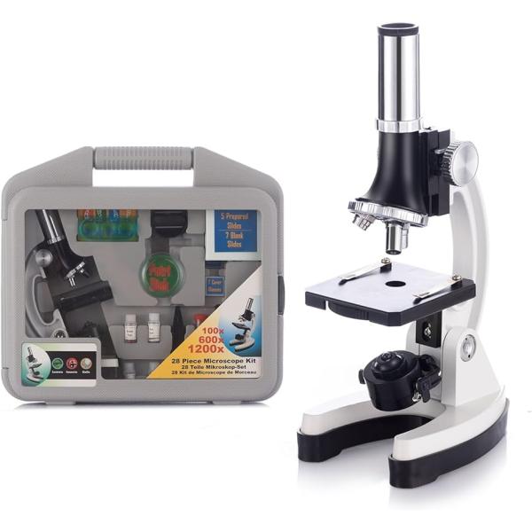 顕微鏡セット 透過光 反射光 子供 初心者 生物標本 実体 花粉 宝石 自由研究用 学習用 高倍率 ...