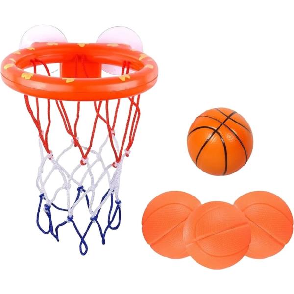 お風呂 おもちゃ バスケット ボール バスケットゴール やわらかボール付き 室内( オレンジ)