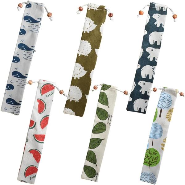 箸袋 ストロー収納袋 箸入れ お弁当 かわいい おしゃれ おもてなし 食卓 6種セット(ポップ,  ...