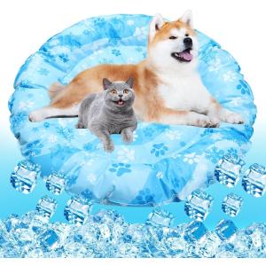 ひんやりマット 犬 猫 冷却マット ペット用 クールマット 涼しい 熱さ対策 接触冷感 防水( ブルー,  M(直径:62cm))｜horikku