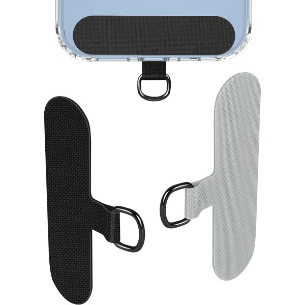 ストラップホルダー 2枚 スマホストラップ ストラップホール 便利 灰黒 (「2枚」ブラックxグレー...