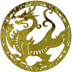 ドラゴン 龍 紋章 金色 ゴールド 金属 デカール シール 5シールE815( ゴールド)
