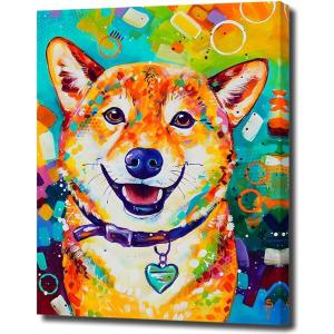 アートパネル 犬 柴犬 動物 W50cm H70cm アートフレーム 絵画 キャンバス 額付き ウォールアート 壁掛け (pop061)の商品画像