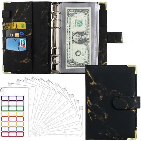 家計管理 ポーチ 家計簿 予算バインダー ファイル ポケット12個付き お金管理 予算管理 大理石 ...
