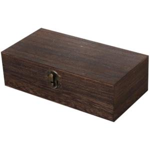 木箱 ボックス 木目 レトロ 装飾 小物入 焦がし加工 小物入れ 蓋付き 小箱 木製 木の箱( ダークブラウン)｜horikku