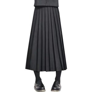 80cm プリーツスカート ロング 制服 マキシ丈 大きいサイズ 女子高生 女番長 スケバン( ブラック,  M)