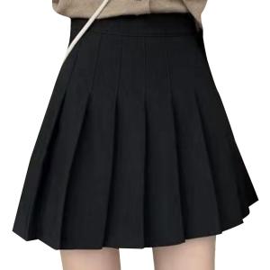 60cm プリーツスカート ミドル丈 黒 制服スカート 大きいサイズ 女子