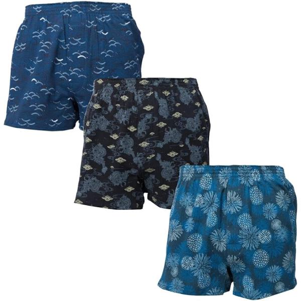 楊柳 トランクス メンズ 3枚組 パンツ 下着 インナー 男性 通気性 吸湿 LLサイズ( プリント...