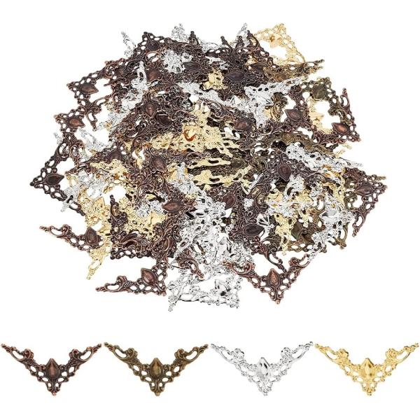 120枚入り コーナー金具 ボックスコーナー 装飾金具 4色 アンティーク調 レトロスタイル 木箱の...