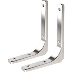 金属製棚受けブラケット シルバー　2個セット 棚受け 金具 L字型 ブラケット ステンレス製 耐荷重25-75KG 2本入 壁