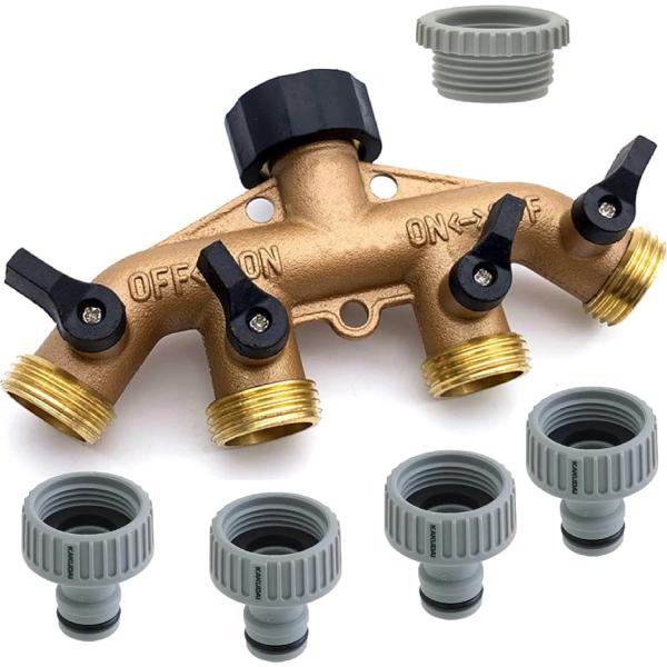 【互換品】散水コネクタ 4分岐蛇口 ホース分岐コネクタ 散水パーツ 配管継手 分岐止水栓 散水バルブ...