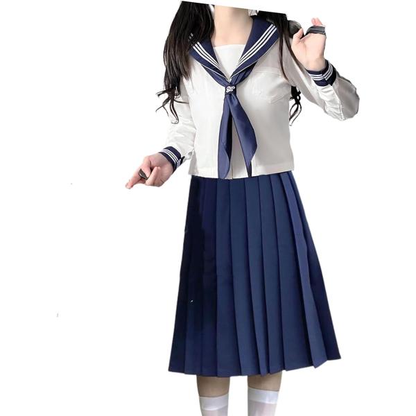 セーラー服 スカート スカーフ 上下 3点セット コスプレ 制服 女子学生服 コスチューム( S)