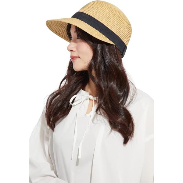 帽子 バイザーキャップ ペーパーハット uvカット 折りたためる レディース 形状記憶 小顔効果(ラ...