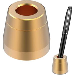 ペン立て 1本 おしゃれ ペンスタンド 筆差し 滑り止め付き 万年筆 鉛筆 ボールペンに対応 アルミニウム合金(金, 1pcs)