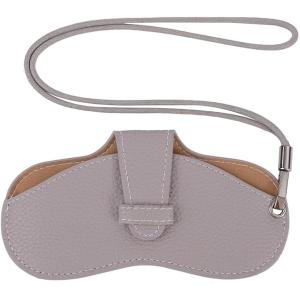 メガネケース ネックストラップ付き 眼鏡ケース 薄型 スリム ソフト PU