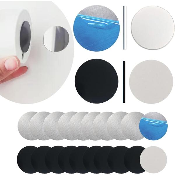 【互換品】マグネットシート 強力 丸型 10セット 粘着テープ付き 40mm(丸型スチールと磁石シー...