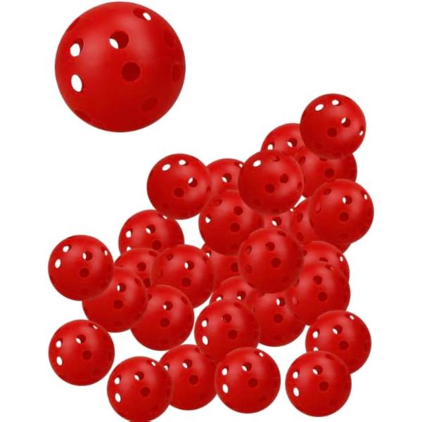 穴あきボール 野球 バッティング トレーニングボール トスバッティング ティーバッティング 練習(赤...